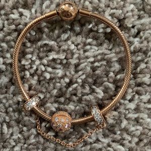 Pandora Rose Bracelet with safety chain & clip